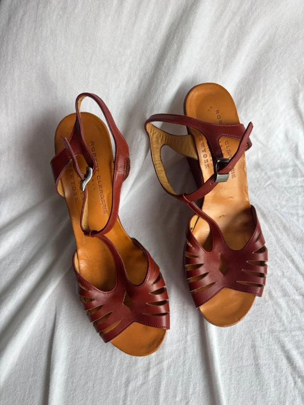 Robert Clergerie for Barneys New York Leather Wedge Sandals Size 8